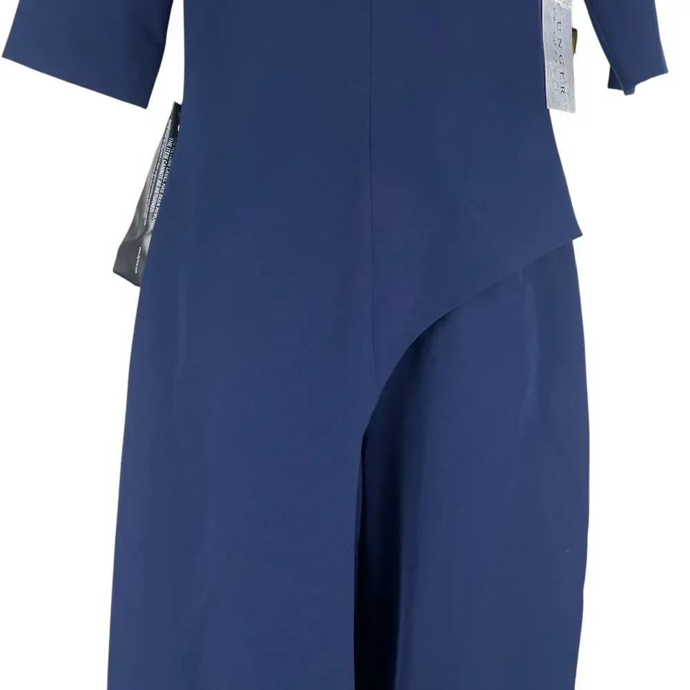 Kay Unger Davina Stretch Walk Thru Jumpsuit Midnight Blue Size 4